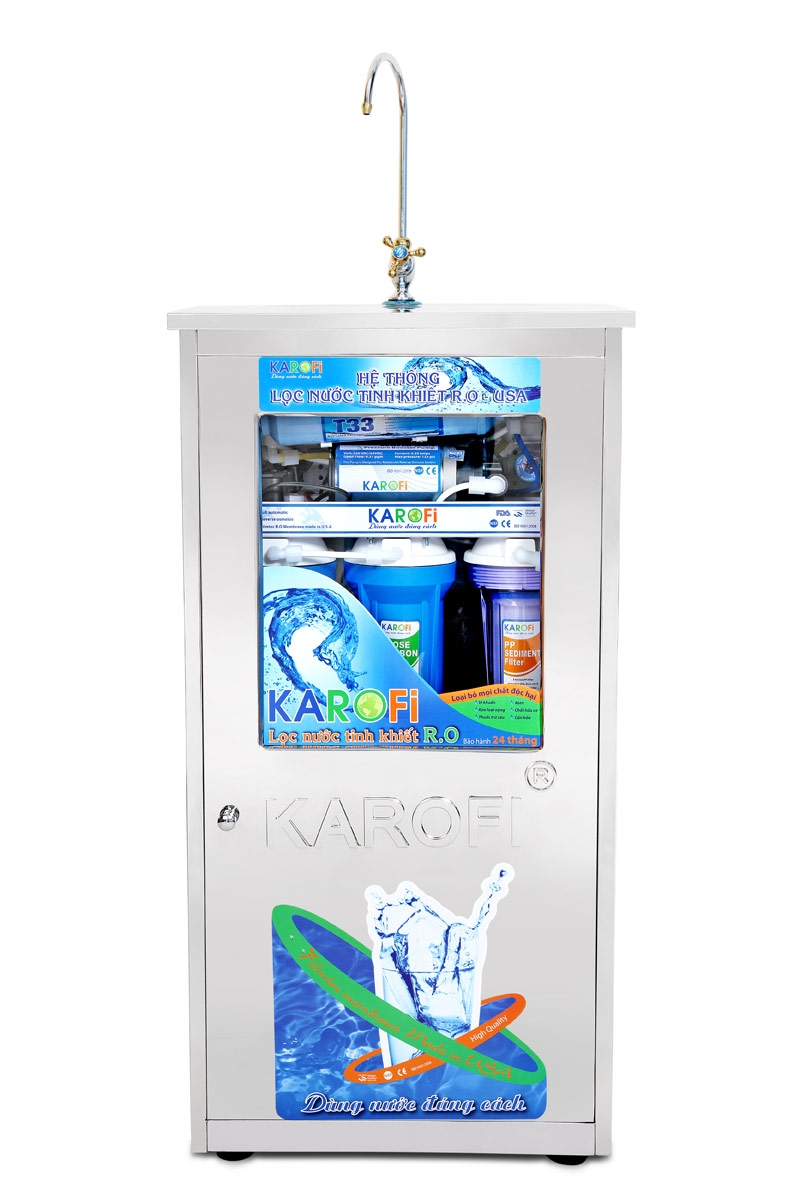 Máy lọc nước Karofi 7 lõi lọc có tủ bình áp thép (KT70 -T)