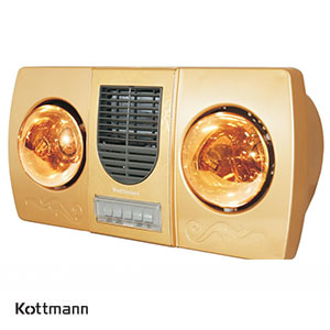 Đèn sưởi nhà tắm Kottmann 2 bóng vàng thổi gió nóng (K2BHWG)