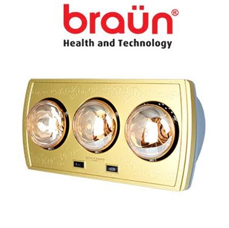 Đèn sưởi nhà tắm Braun 3 bóng vàng BU03